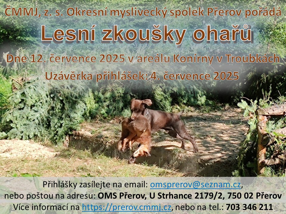 Lesní zkoušky ohařů 12.7.2025 Troubky