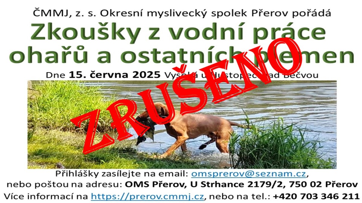 ZRUŠENO – Zkoušky z vodní práce 15.6.2025