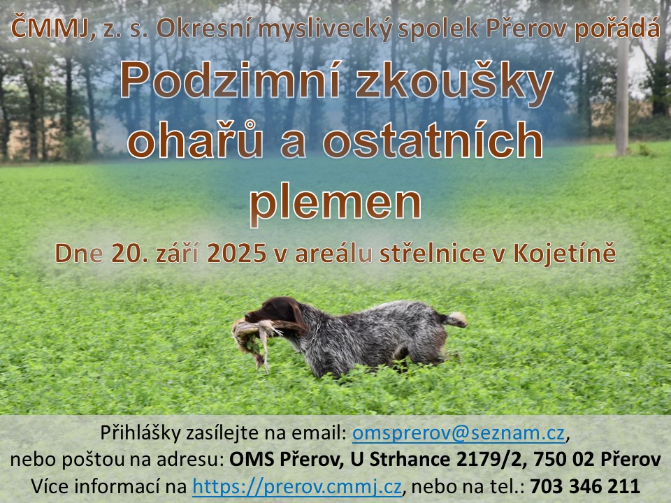 Podzimní zkoušky ohařů a ostatních plemen 20.9.2025 Kojetín