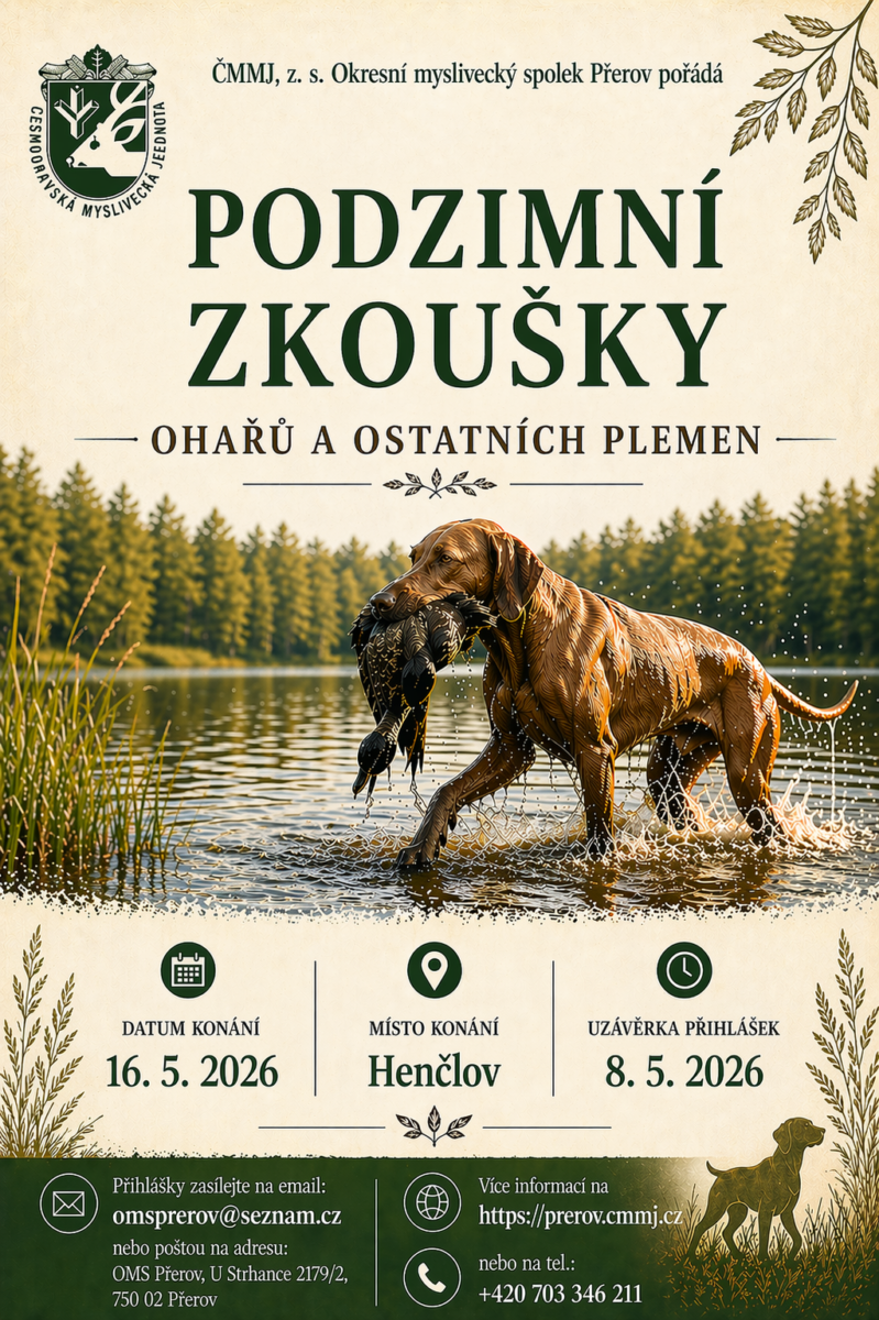 Podzimní zkoušky ohařů a ostatních plemen 16.5.2026