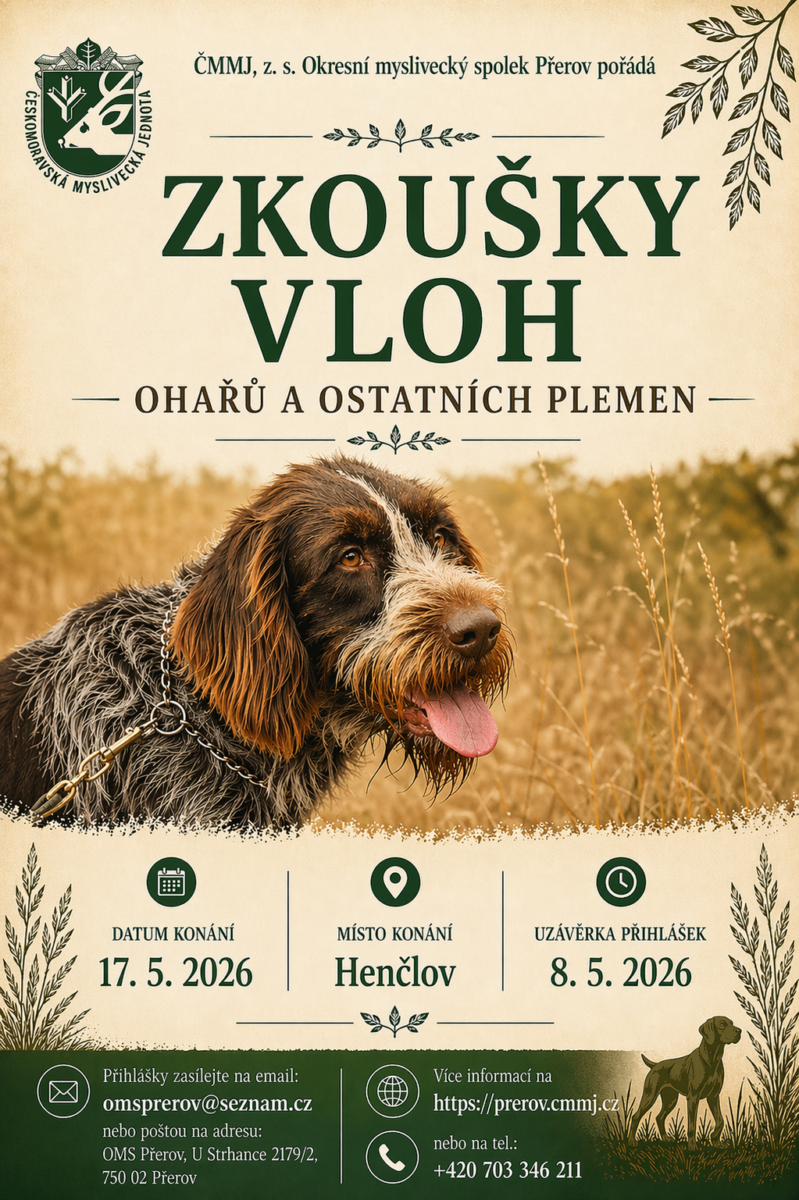 Zkoušky vloh ohařů a ostatních plemen 17.5.2026