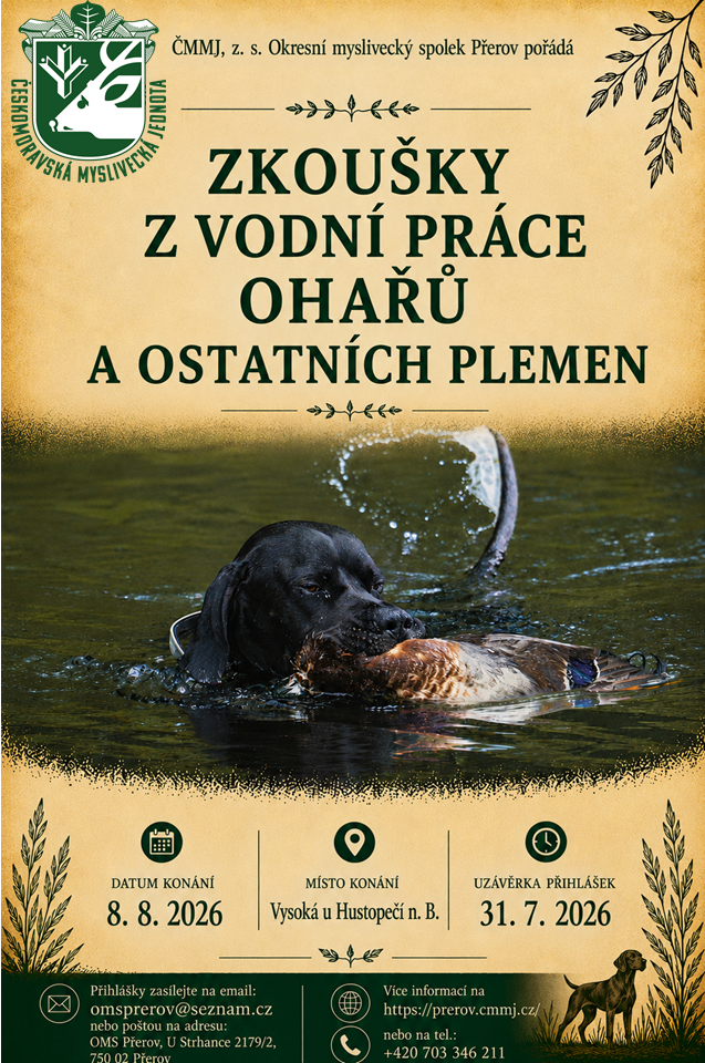 Zkoušky z vodní práce 8.8.2026 Vysoká u Hustopečí nad Bečvou